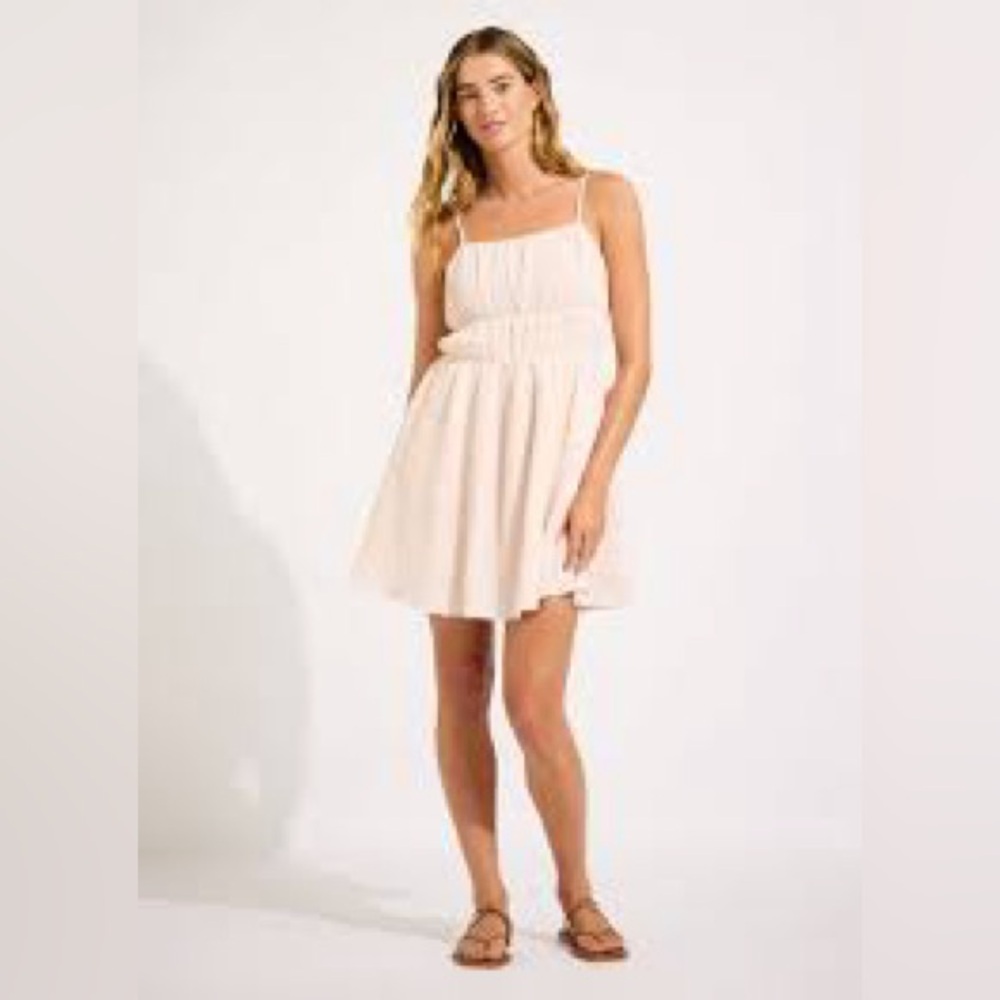 Seafolly Blush Pink Smocked Piped Mini Dress🌸